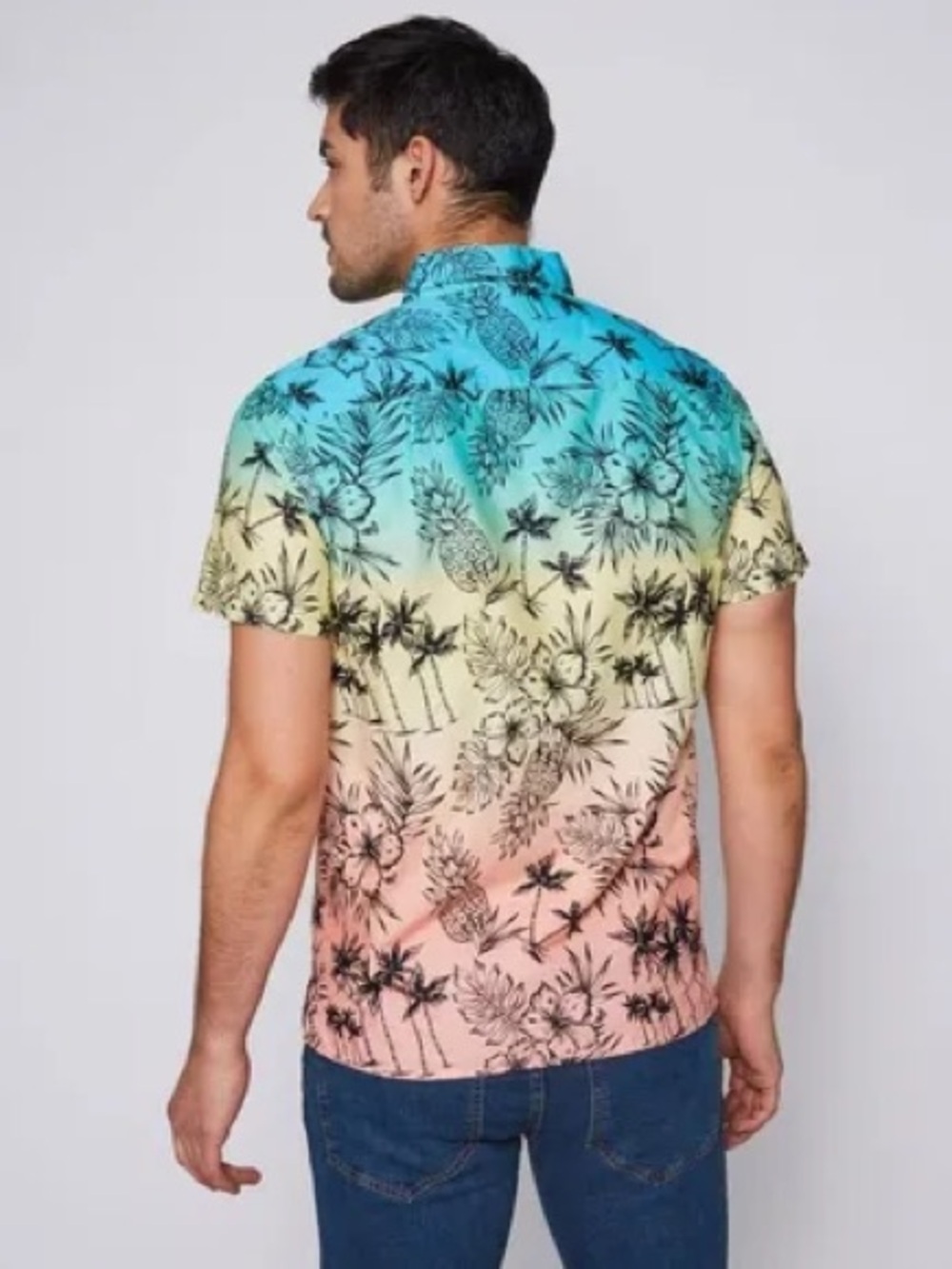 Resortwear Mens tropical button down T-shirt 100% cotton size medium
